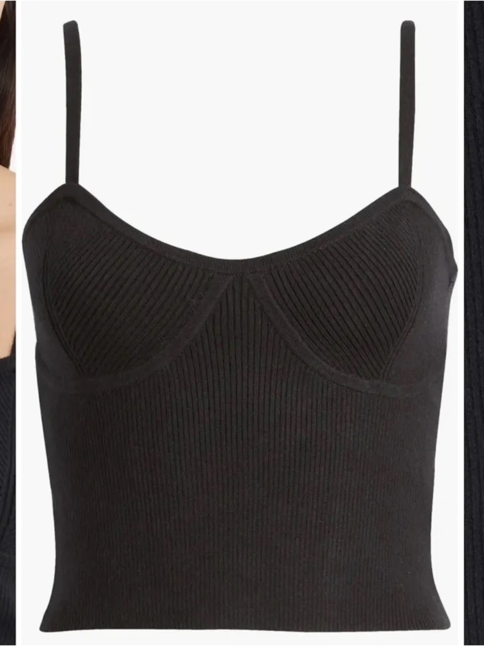WORN ONCE! Madewell Black Ribbed Knit Bustier Corset Cropped Cami extra small